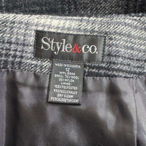 STYLE & CO Women’s Size 12 Wool Blend Plaid Mini Skirt Rory Gilmore Academic Y2K - Picture 3 of 5